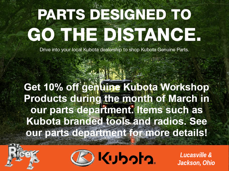 10% off Kubota Workshop Products in March
