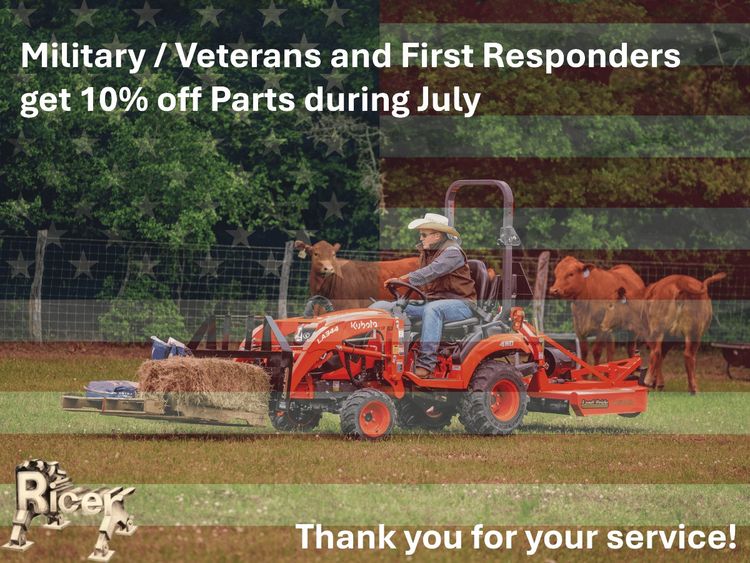 10% off Parts for Military & First Responders in July